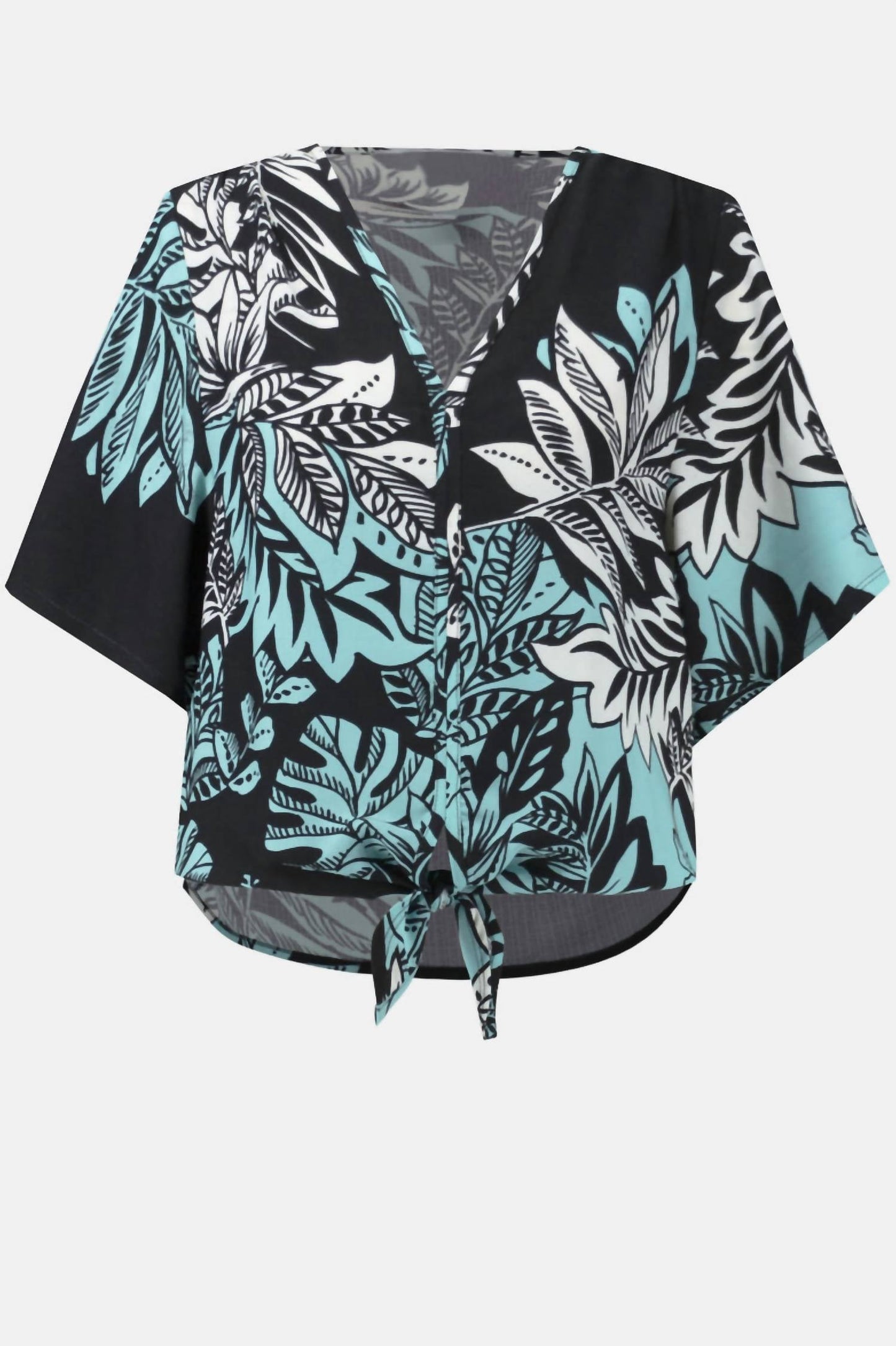 Joseph Ribkoff - Tropical Print Gauze Front Tie Top
