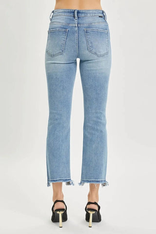 Risen - Full Size High Rise Distressed Cropped Straight Jeans