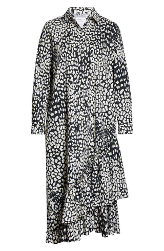 Women's Max Mara Lipari Leopard Print Long Sleeve Cotton Midi Shirtdress, Size 4 - Blue