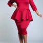 Viva Curvy - Handmade Blossomed Floral Accent Peplum Dress
