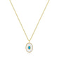 Eklexic - Women's Oval Shaped Mop Pendant With Turquoise Stone Necklace