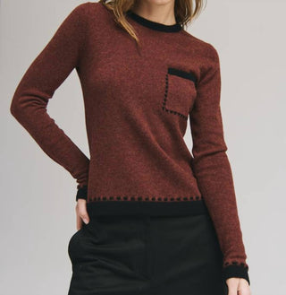 Autumn Cashmere - TWO TONE CREW SWEATER WITH LACE