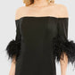 Mac Duggal - Feather Trim Off The Shoulder Column Gown