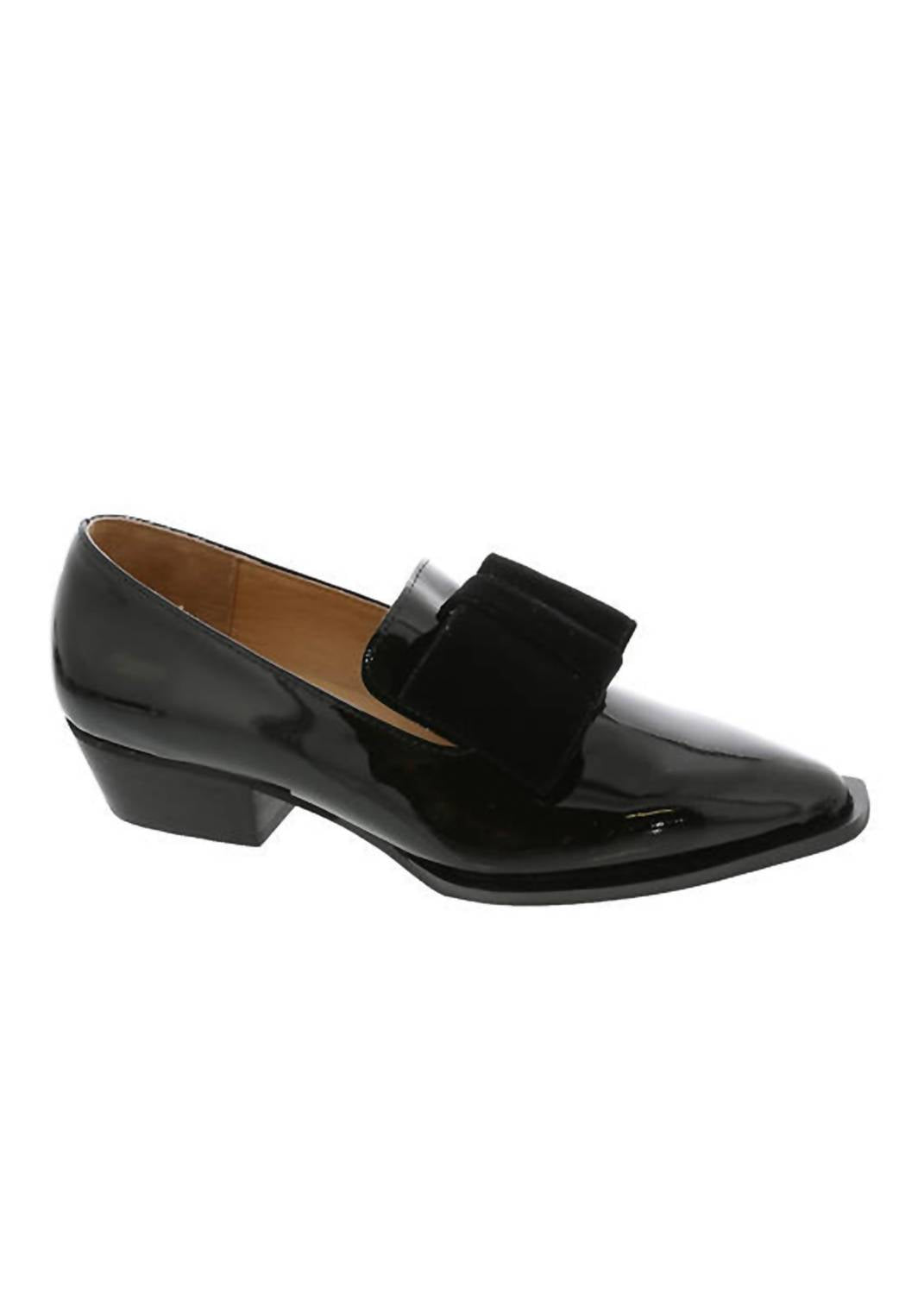 All Black - Women's Patent & Bow Loafer