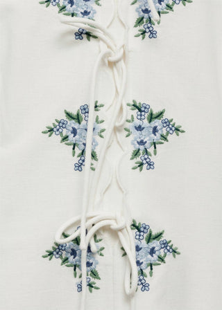 Fate - Embroidered Scalloped Linen Dress