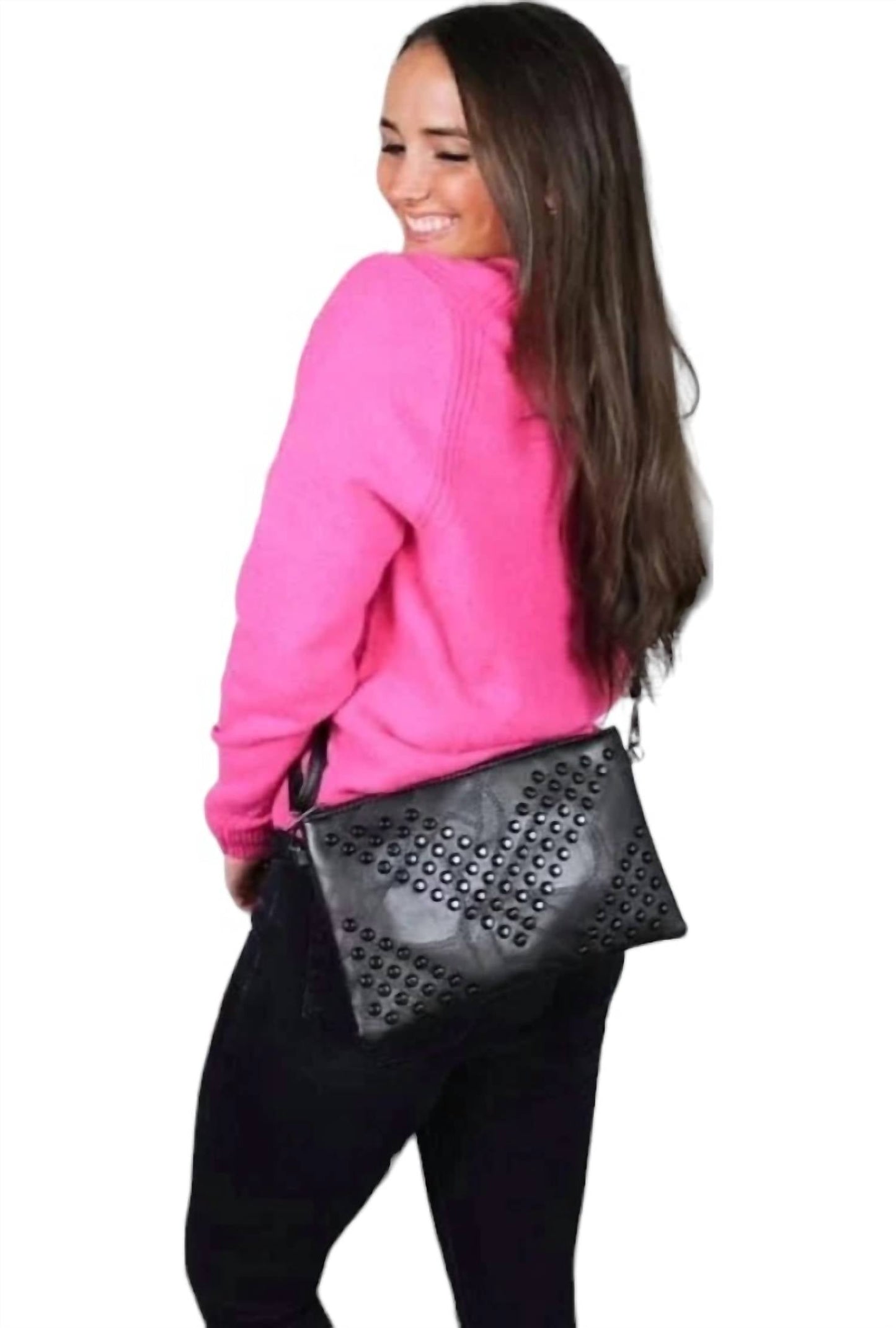 Beauty Stash - Women's Studded Crossbody Wristlet