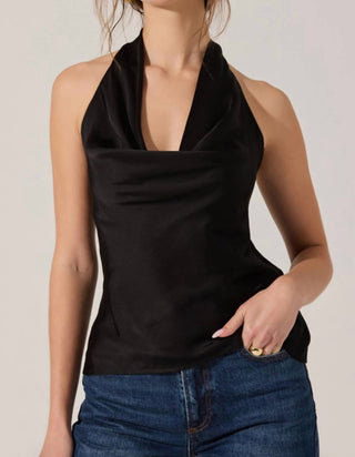 Astr - Zelenka Cowl Neck Halter Top