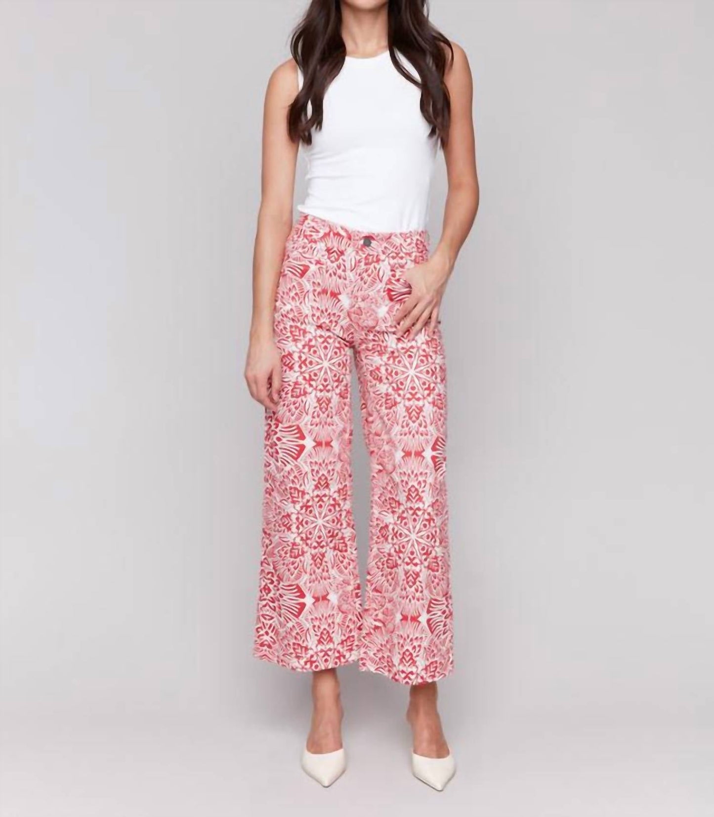 Charlie B - Printed Cotton Flare Pants