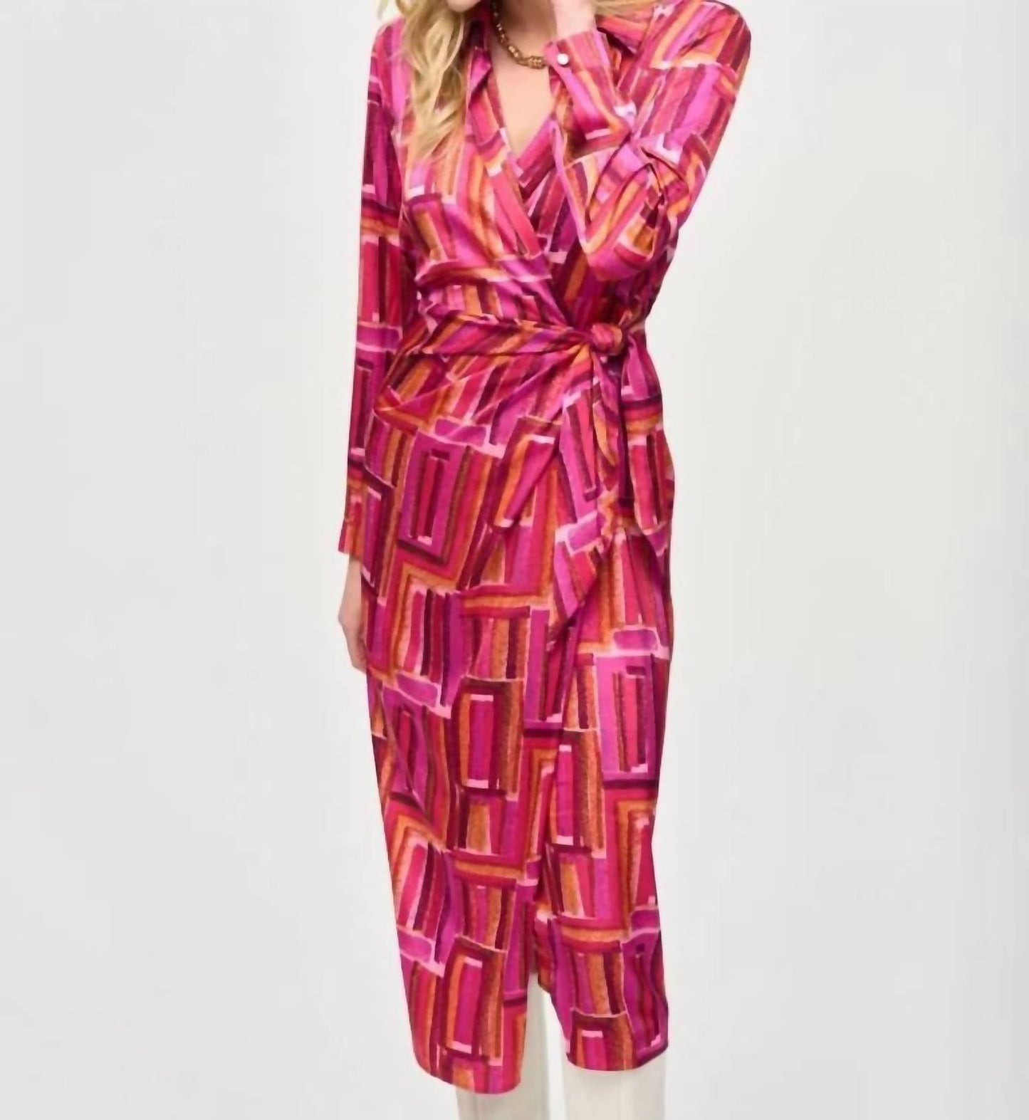 Joseph Ribkoff - Satin Geometric Print Wrap Dress