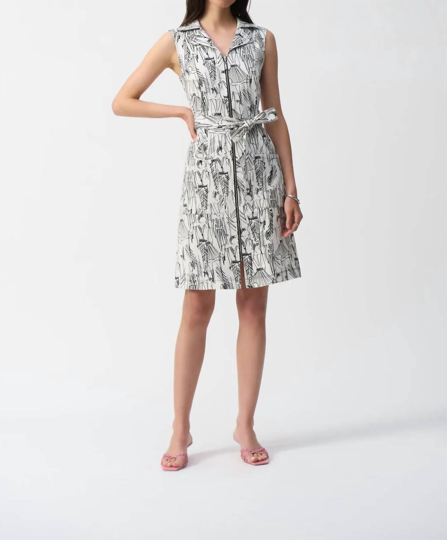 Joseph Ribkoff - Notched Collar Sleeveless Sheath Dress