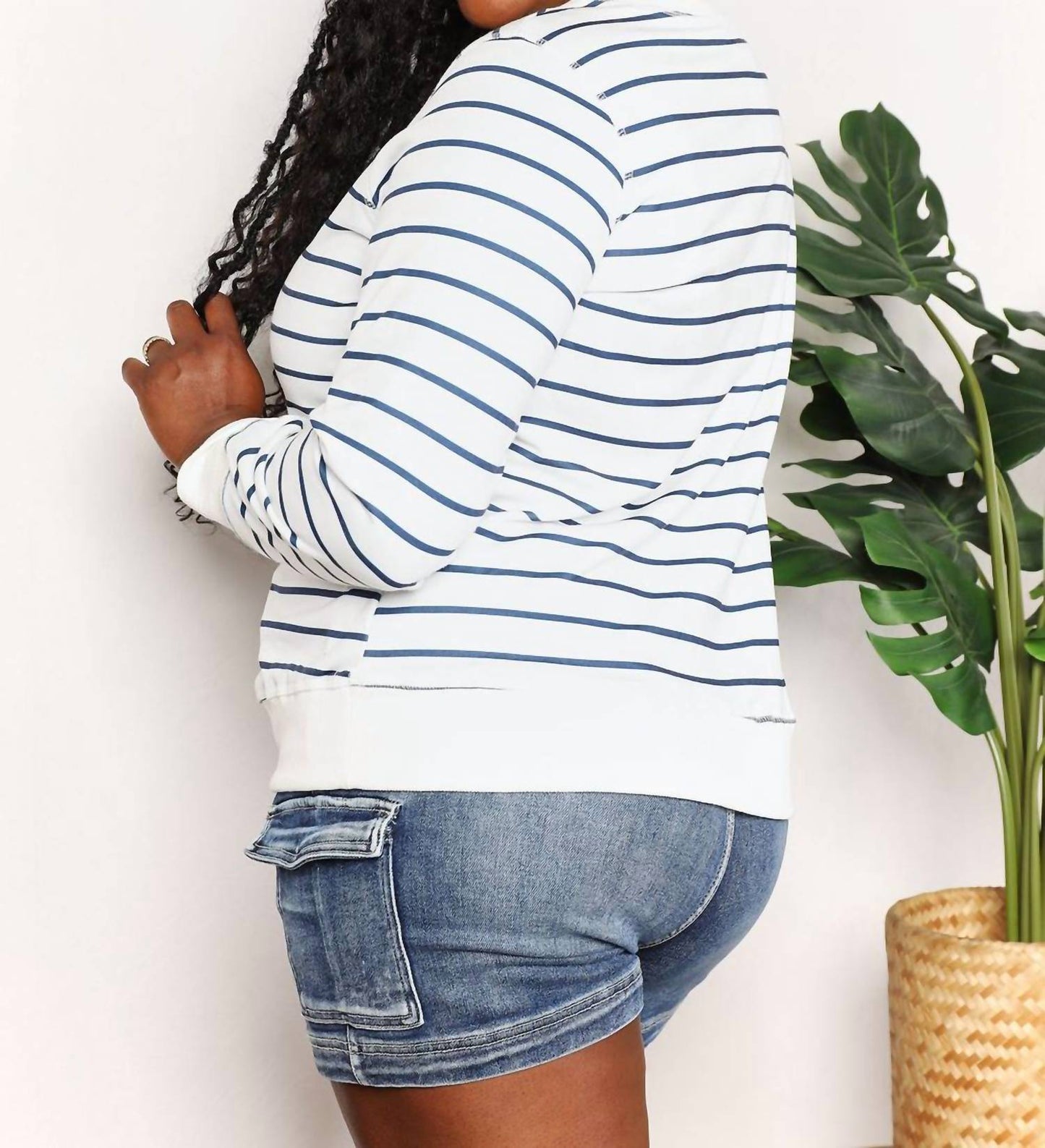 Double Take - Striped Long Sleeve Round Neck Top