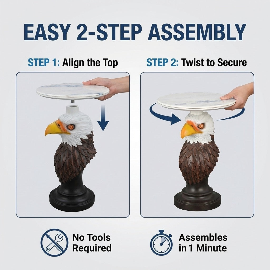 Eagle Head Accent Table Animal Statue End Table