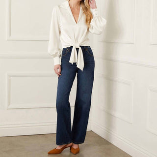 Karen Kane - Satin Tie Front Top