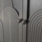 Modern Black Wood Storage Cabinet with Embossed Door