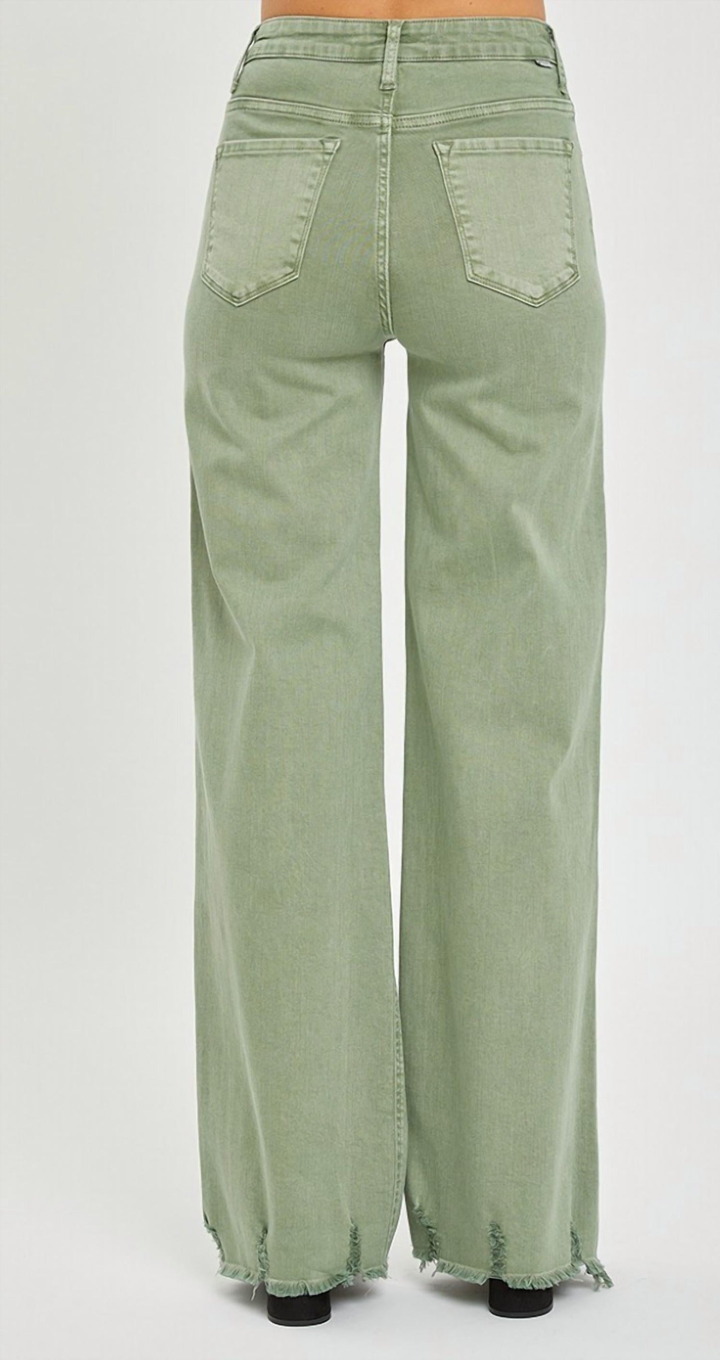 Risen - High Rise Wide Leg Frayed Hem Pants