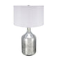 Silver Round Table Lamp with White Fabric Shade