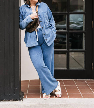 Z Supply - Denim Wide Leg Knit Pants