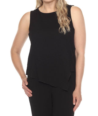 Joseph Ribkoff - Boat Neck Sleeveless Asymmetric Top
