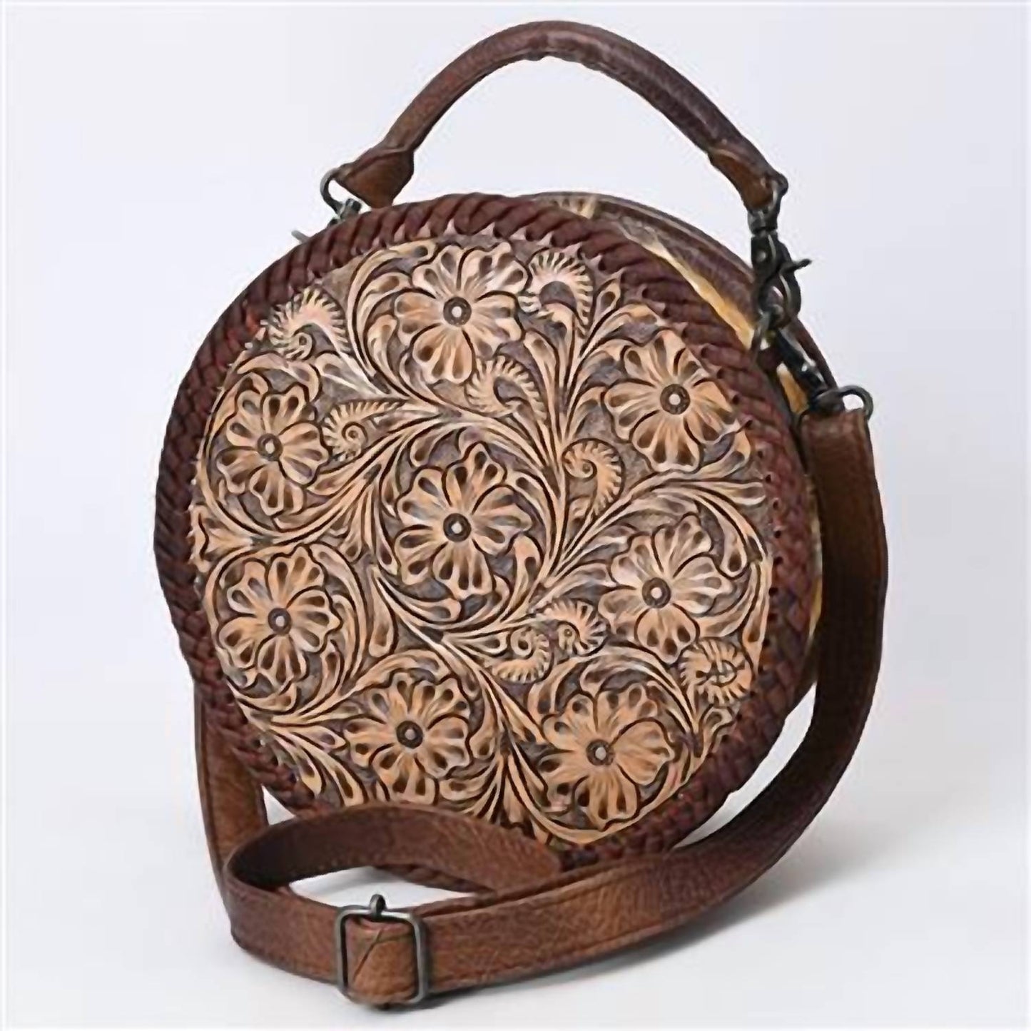 American Darling - Women's Canteen Hand Tooled Genuine Leather Western Bag