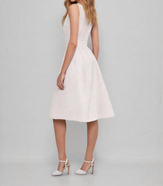 Cider - Tweed Square Neck Ruffle Midi Dress