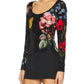 Alice + Olivia - Delaina Scoop Neck Long Sleeve Velvet Top
