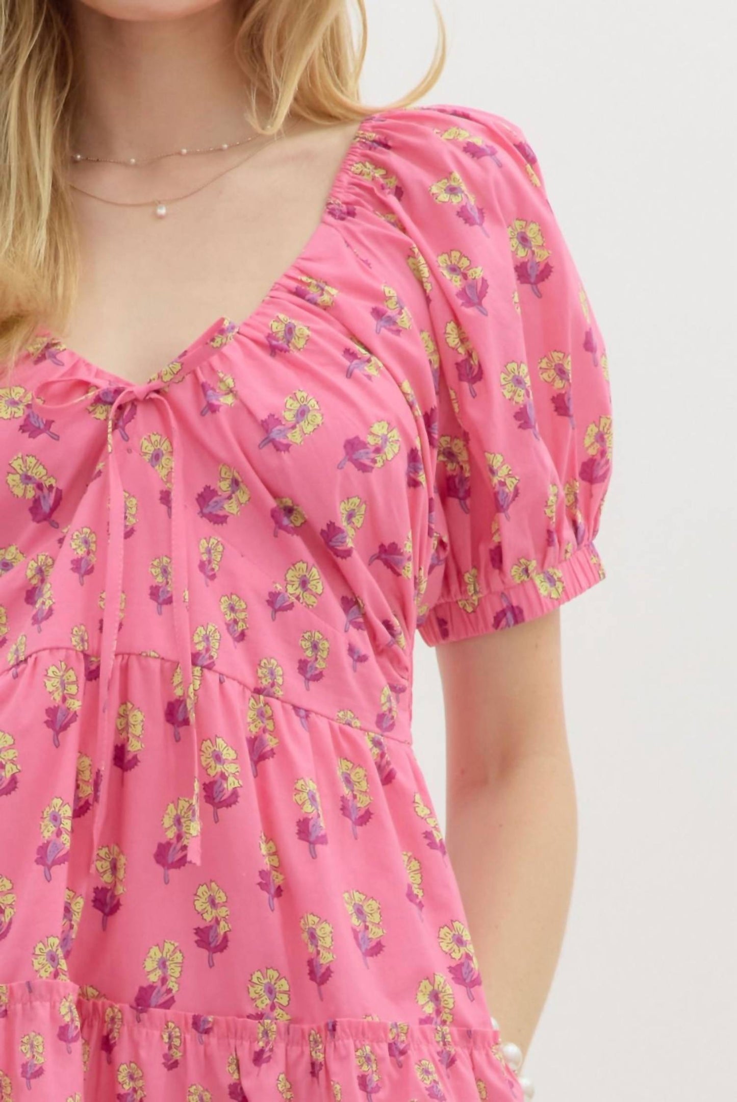 Entro - Smocked Floral Mini Dress