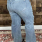 Judy Blue - Mid Rise Tummy Control Distressed Wide Leg Jeans - Plus
