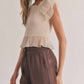 Sage The Label - Blurred Smocked Ruffle Peplum Top