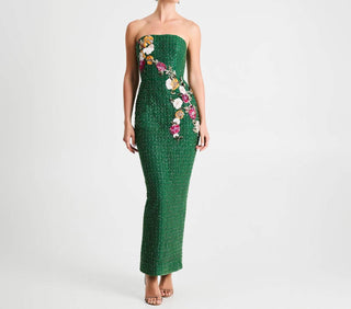 Helsi - Silvia Strapless Beaded Floral Gown