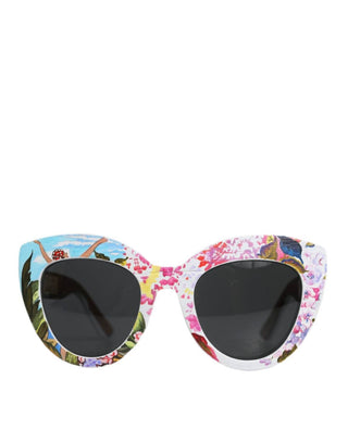Dolce & Gabbana - Women's Wood Crystal Brass Frame Floral Hand Paint Sunglasses