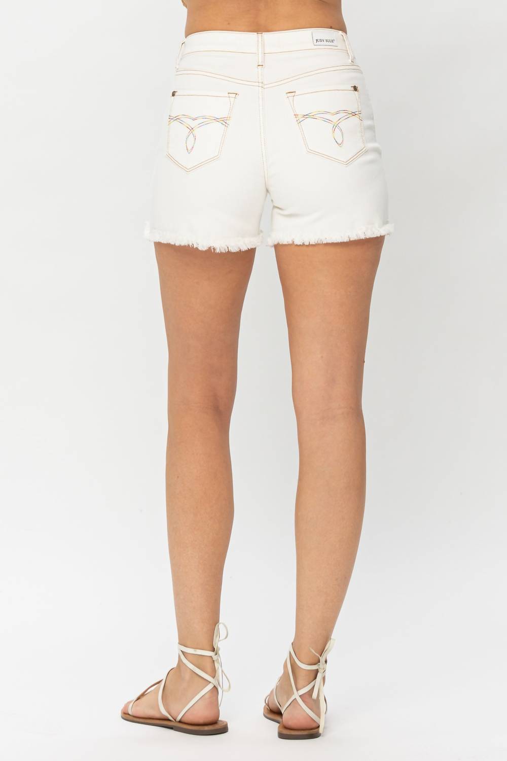 Judy Blue - Mid-rise Pocket Embroidery Cut Off Shorts