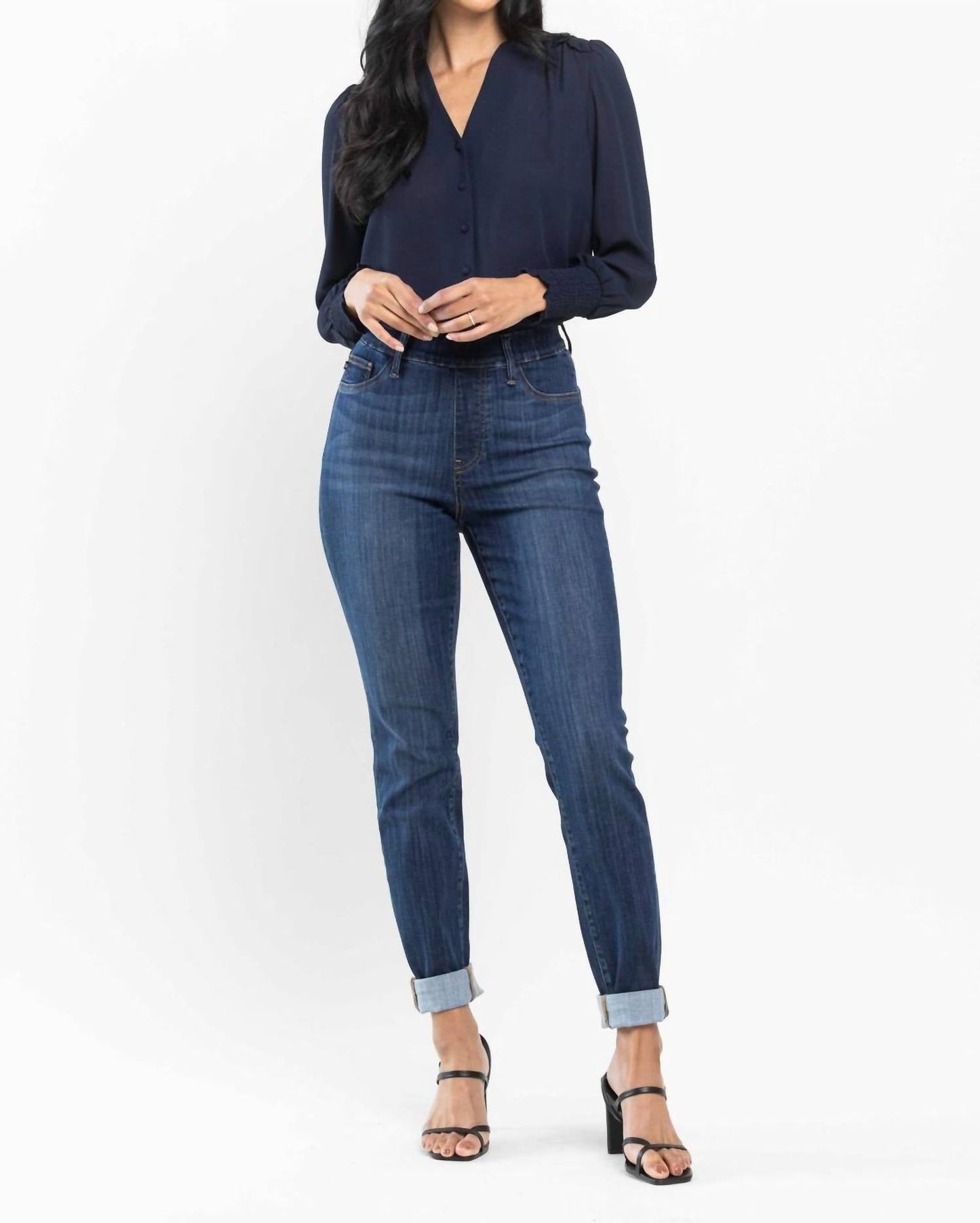 Judy Blue - Waist Pull On Slim Fit Cuffed Jeans