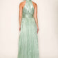 B.Right - Satin Pleated Halter Midi Dress