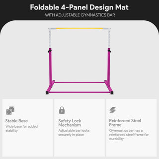 BalanceFrom Fitness 120 x 48 Inch Exercise Mat & Adjustable Gymnastics Bar, Pink