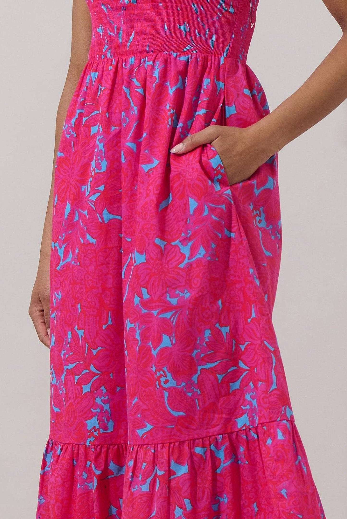 Sugarlips - Delina Floral Patte Tiered Midi Dress