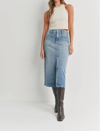 Just Black Denim - Goldie Utility Pocket Midi Skirt