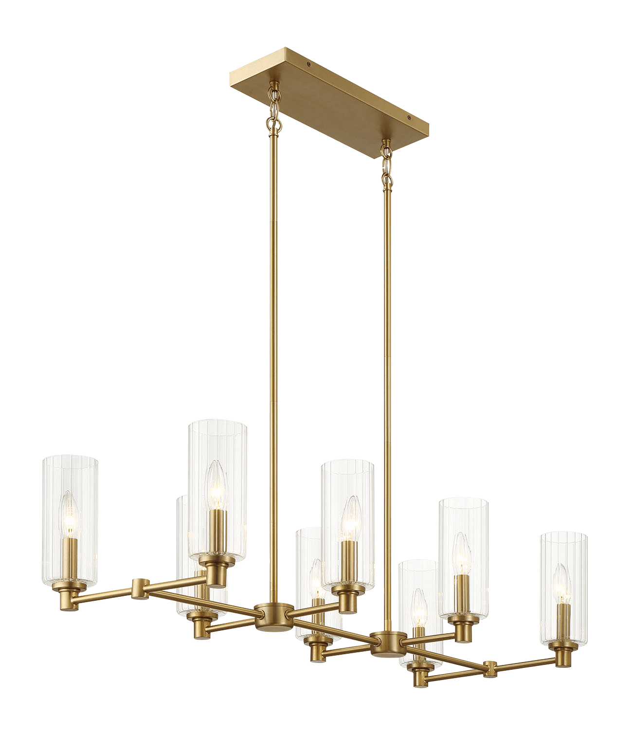 Willow Eight Lights Island Pendant Lamp - Satin Brass