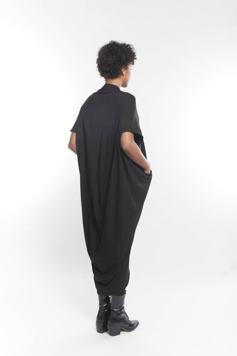 Matthildur - Trapeze V-neck Short Sleeve Tunic Top