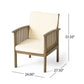 Casa Acacia Wood Club Chairs (Set of 2) With Water Resistant Cushions - Gray / Cream