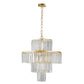 (Same as W1340126461/L5023) 20' Luxury 4-Tier Crystal Chandelier, 12-Light Gold Frame Pendant Light, Elegant Ceiling Lighting for Living Room, Dining Room, Bedroom (No Bulbs)