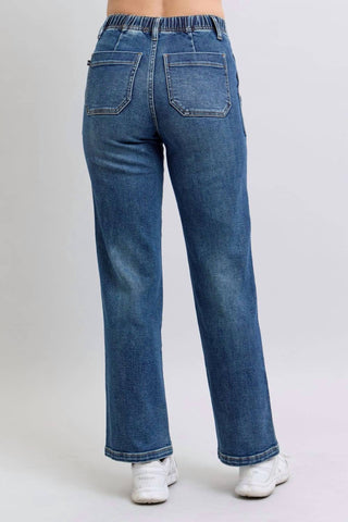 Judy Blue - High Waist Drawstring Wide Leg Jeans