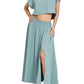 Trendsi - Zenana Heavy Woven Span Crop Tee & Skirt Set
