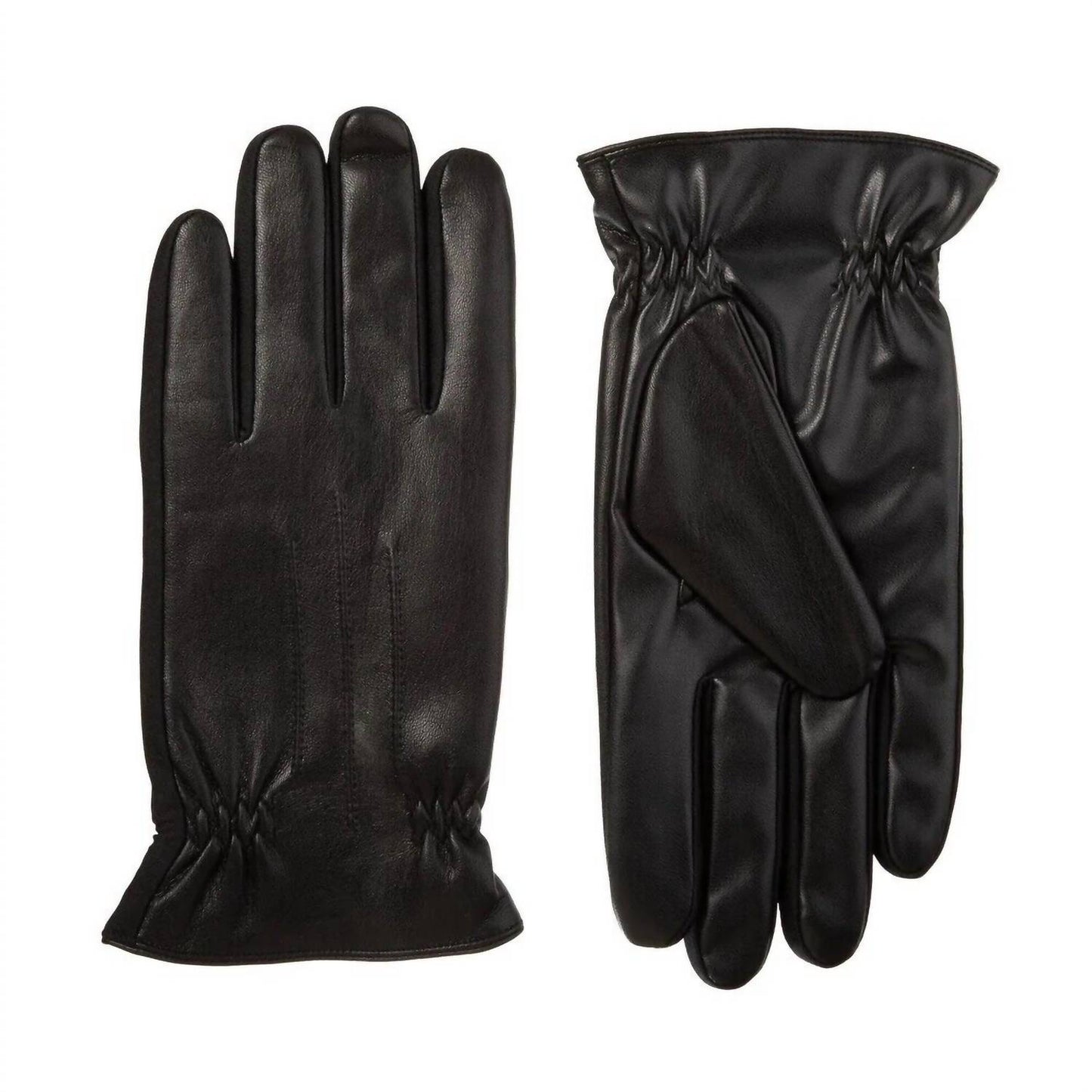 Isotoner - Men's Insulated Faux Leather Touchscreen Glove w/ Gathered Wrist
