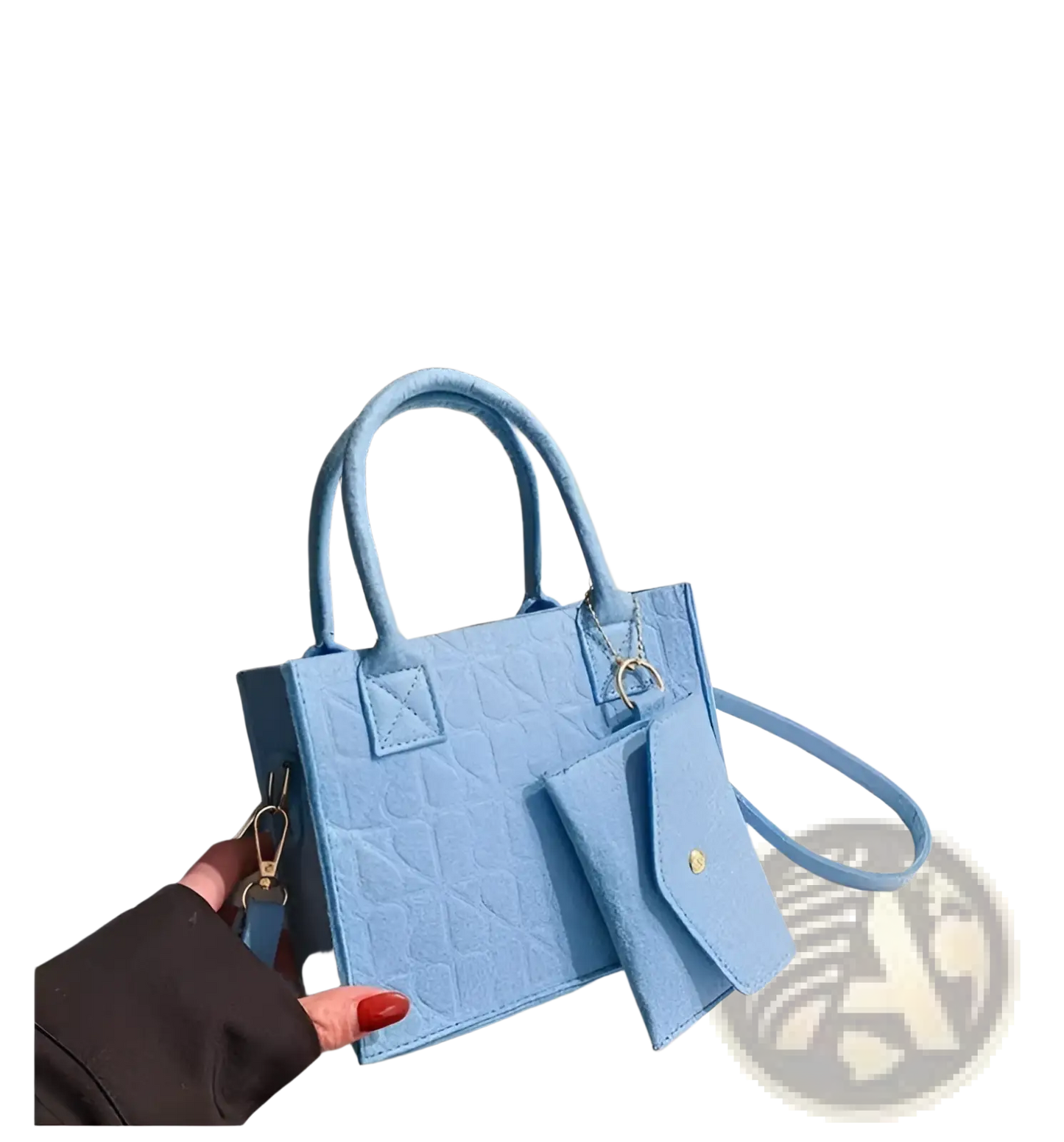 Felt Handbag Set with Matching Wallet and Strap