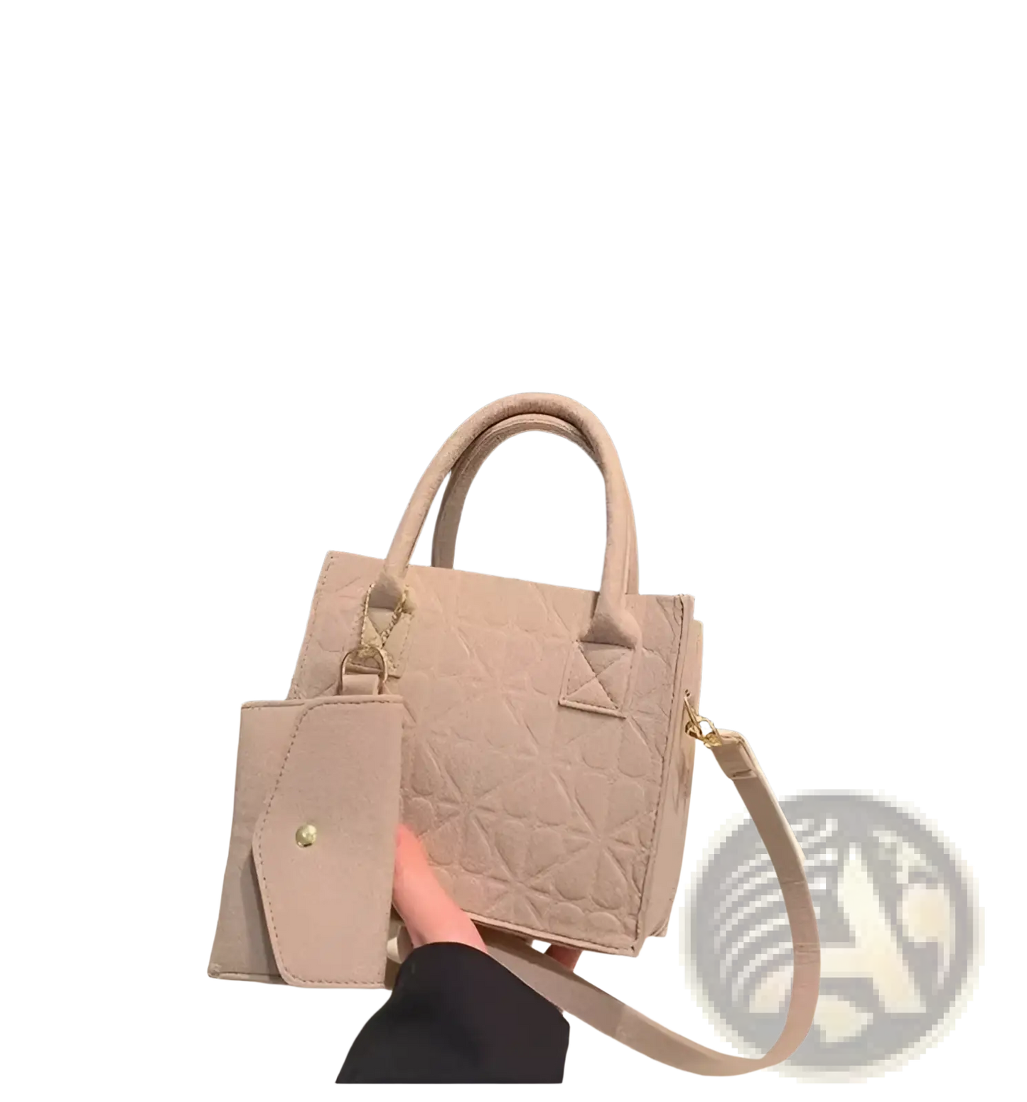 Felt Handbag Set with Matching Wallet and Strap