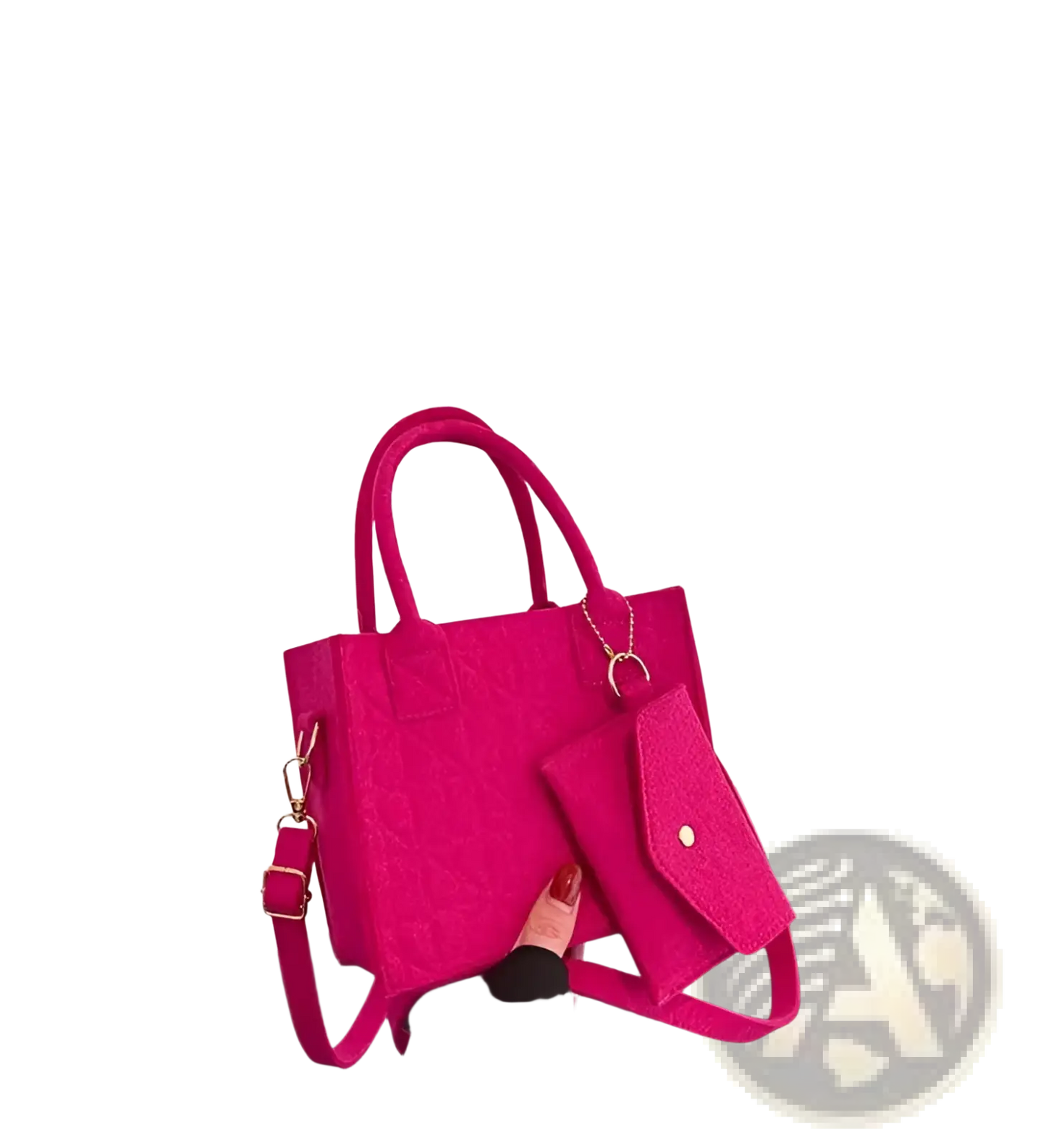 Felt Handbag Set with Matching Wallet and Strap