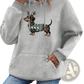 Festive Dachshund Reindeer Graphic Oversized Hoodie