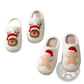 Festive Embroidered Santa and Reindeer Winter Slippers