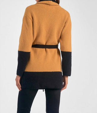 Elan - Belted Color Block Cardigan