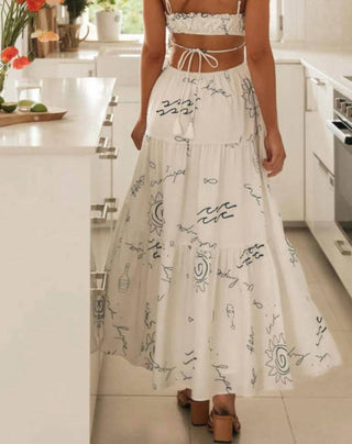 Trendsi - Cutout Printed Sleeveless Midi Cami Dress